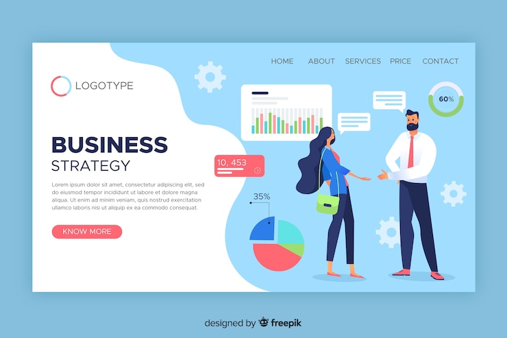 Vector Gratis templat halaman landas strategi bisnis