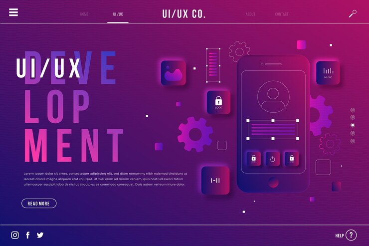 Vector Gratis templat halaman landas ui ux gradien