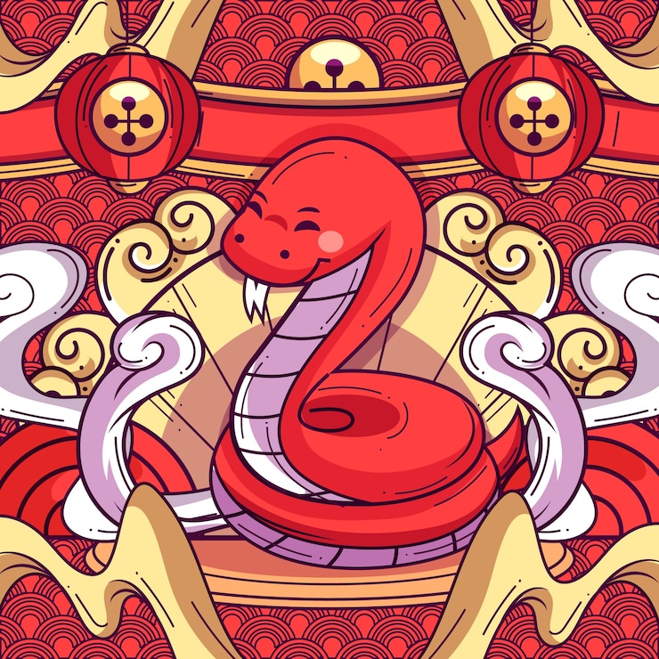 Vector Gratis templat hewan zodiak cina yang digambar tangan