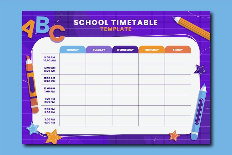 Vector Gratis templat jadwal waktu kembali ke sekolah