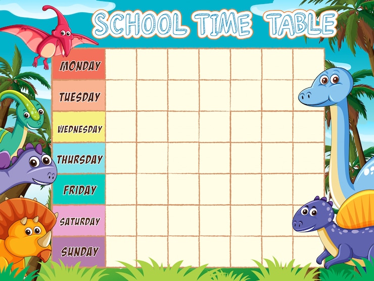 Vector Gratis templat jadwal waktu sekolah
