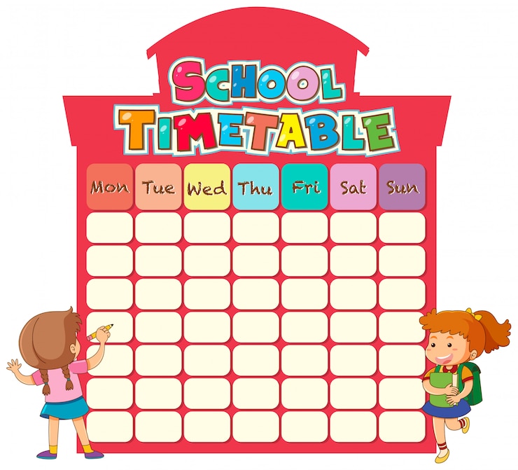 Vector Gratis templat jadwal waktu sekolah