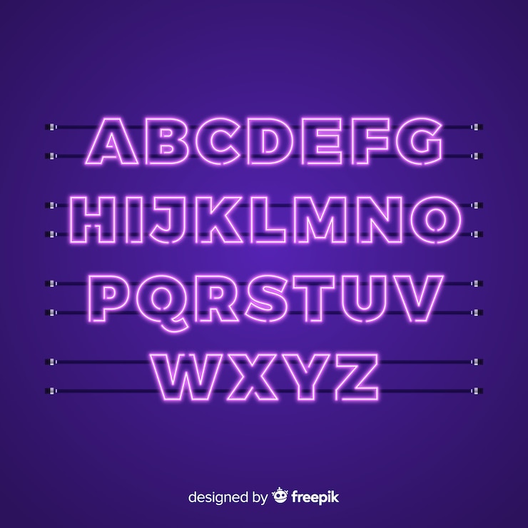 Vector Gratis templat jenis huruf neon desain datar