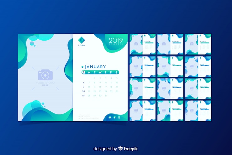 Vector Gratis templat kalender 2019