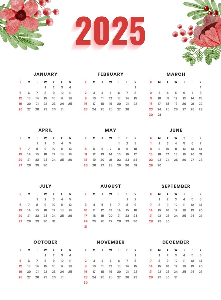 Vector Gratis templat kalender 2025 untuk acara tahun baru dan bisnis