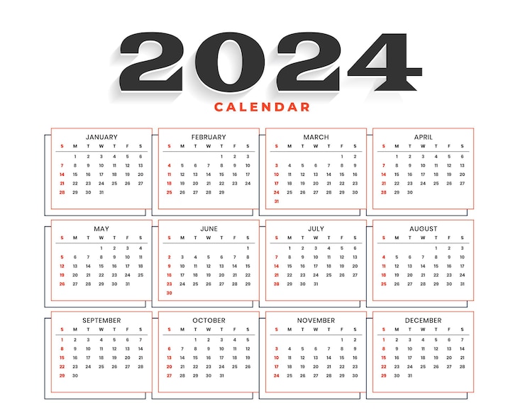 Vector Gratis templat kalender bisnis gaya minimalis 2024 untuk penggunaan kantor atau bisnis vektor