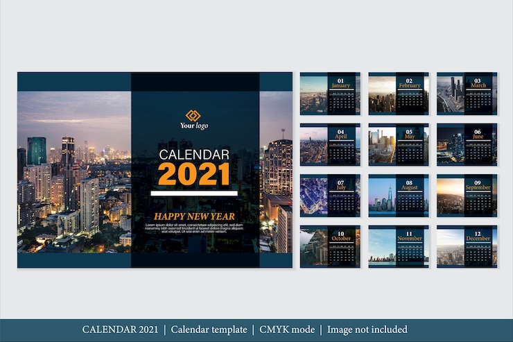 Vector Gratis templat kalender desain modern 2021