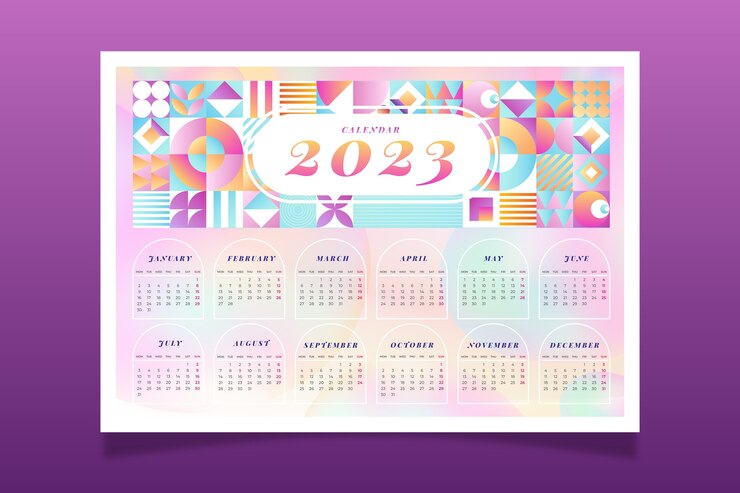 Vector Gratis templat kalender dinding gradien 2023