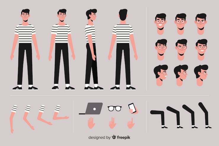 Vector Gratis templat karakter anak laki-laki kartun