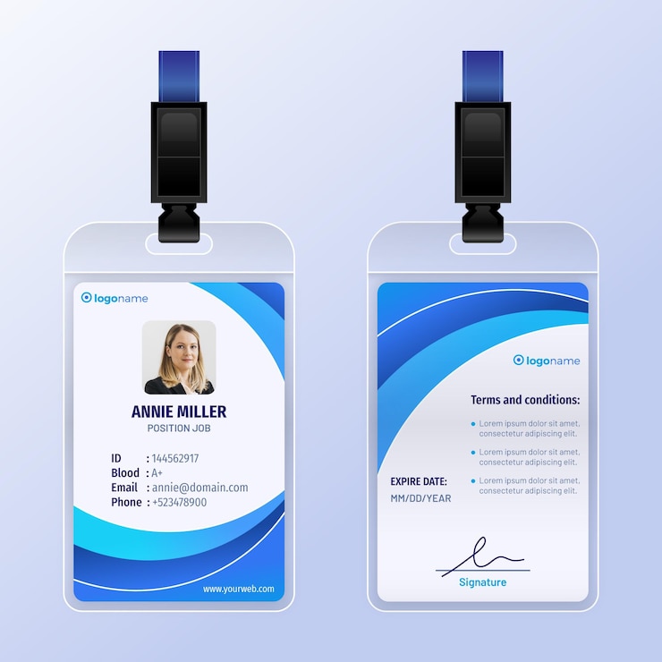 Vector Gratis templat kartu identitas abstrak dengan foto