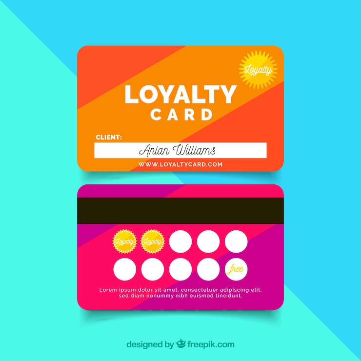 Vector Gratis templat kartu loyalitas abstrak dengan gaya penuh warna
