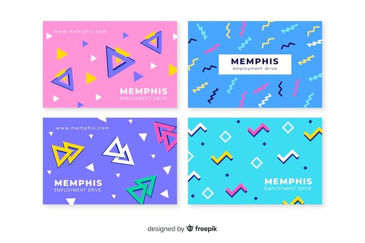 Vector Gratis templat kartu nama gaya memphis