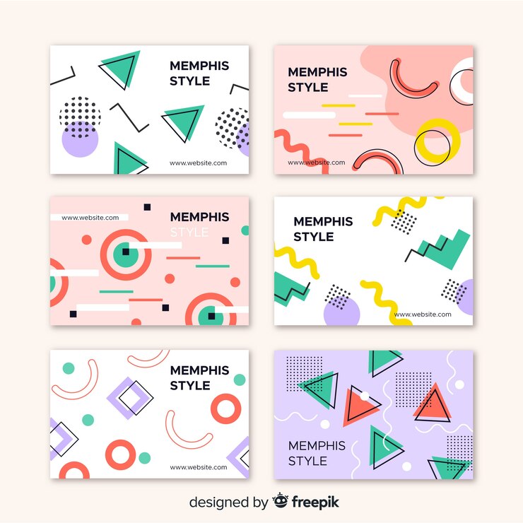 Vector Gratis templat kartu nama gaya memphis