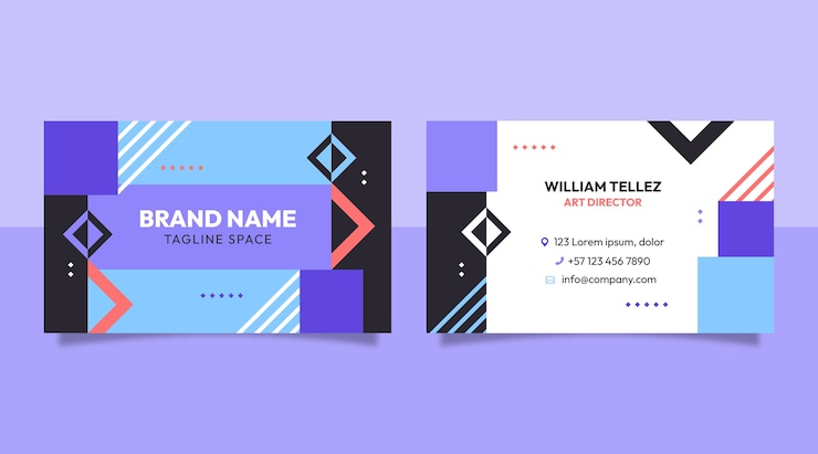 Vector Gratis templat kartu nama horizontal geometris datar