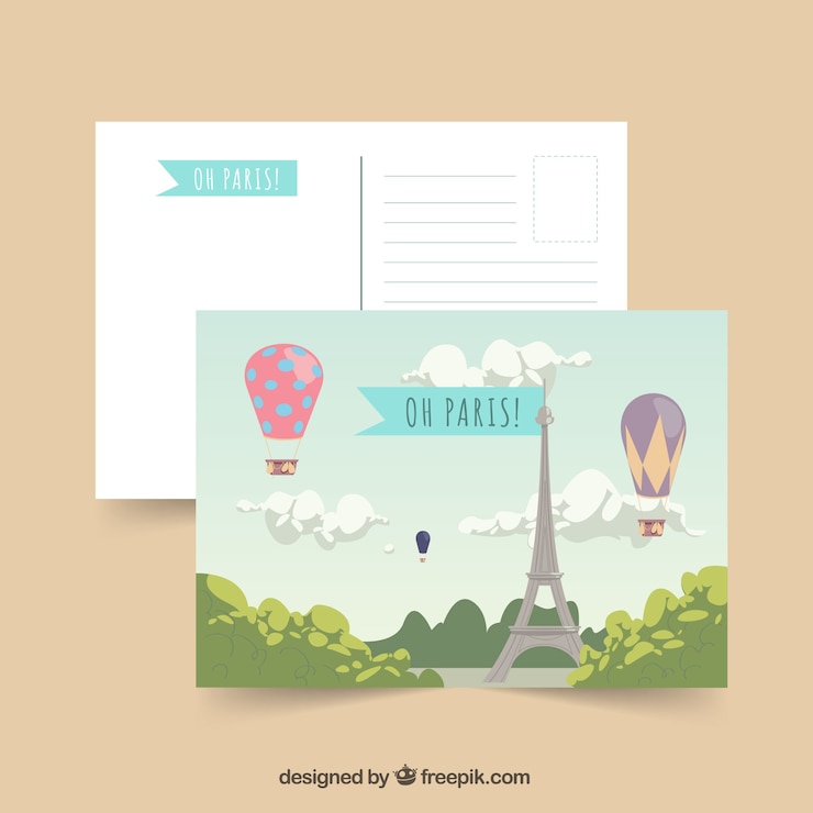 Vector Gratis templat kartu pos perjalanan