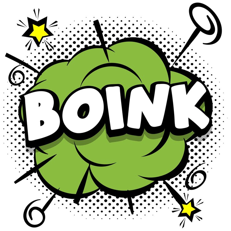Vector Gratis templat komik cerah boink dengan gelembung ucapan pada bingkai warna-warni
