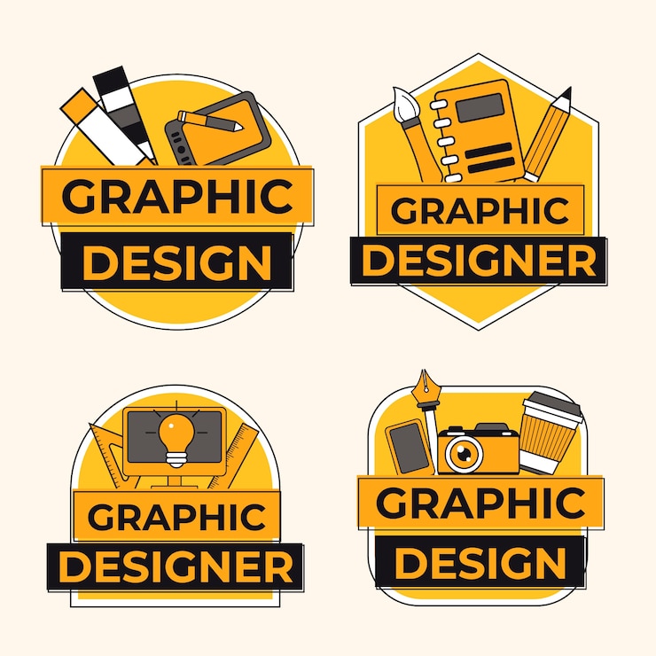 Vector Gratis templat label desainer grafis gambar tangan