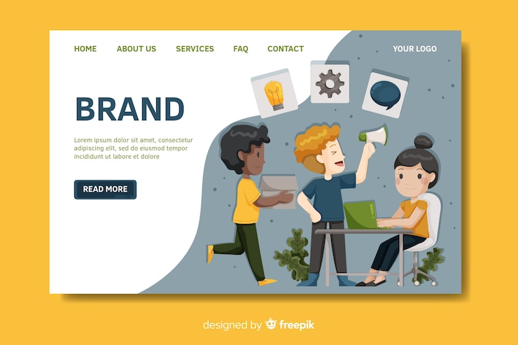 Vector Gratis templat laman landas branding datar