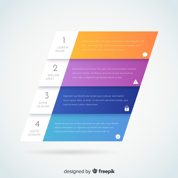 Vector Gratis templat langkah-langkah infografis desain datar