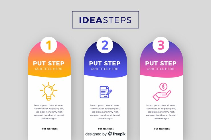 Vector Gratis templat langkah-langkah infografis desain datar