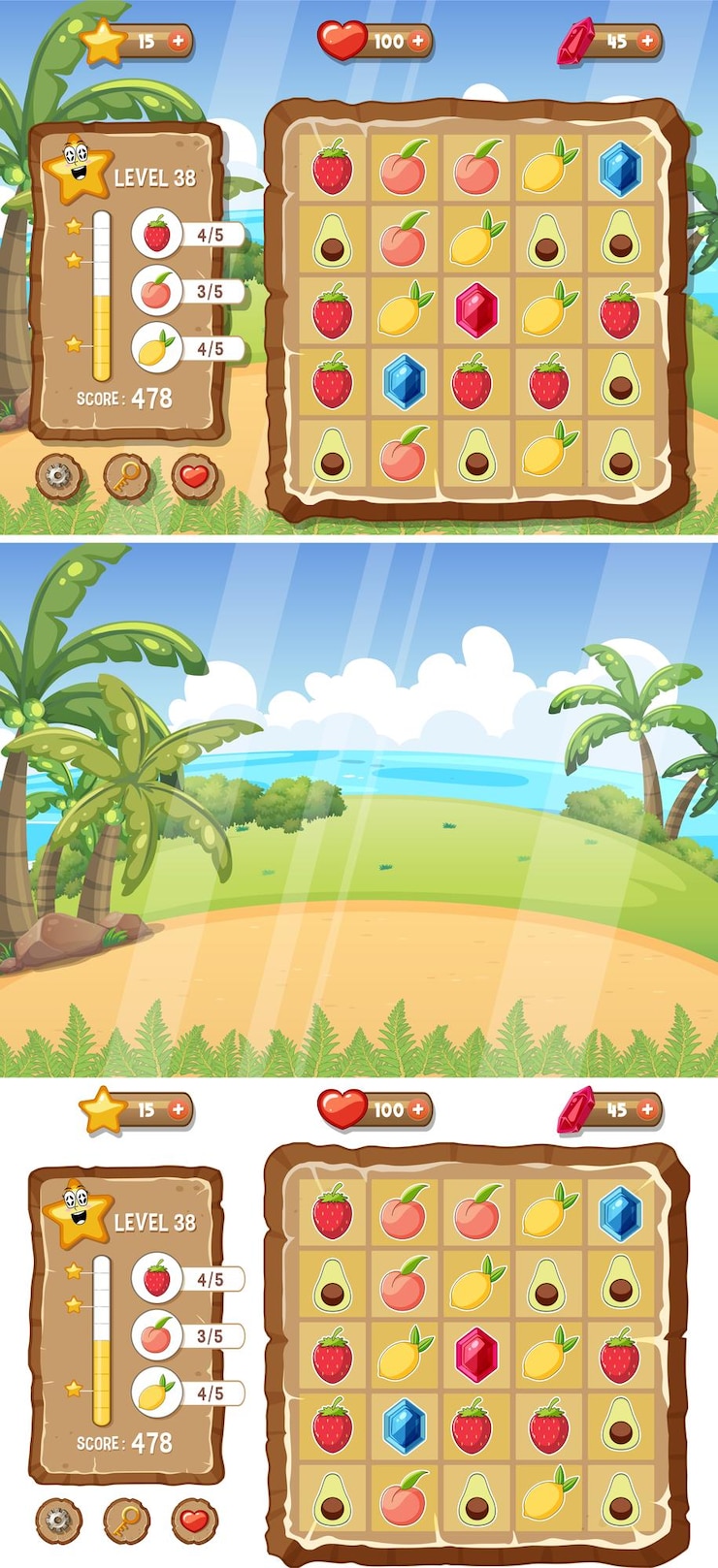 Vector Gratis templat latar belakang game dengan elemen