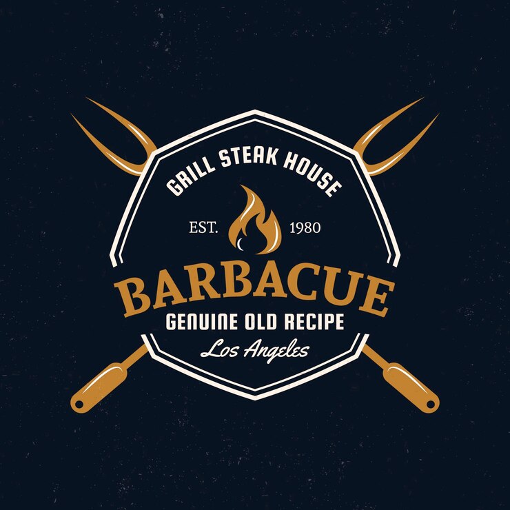 Vector Gratis templat logo barbekyu detail