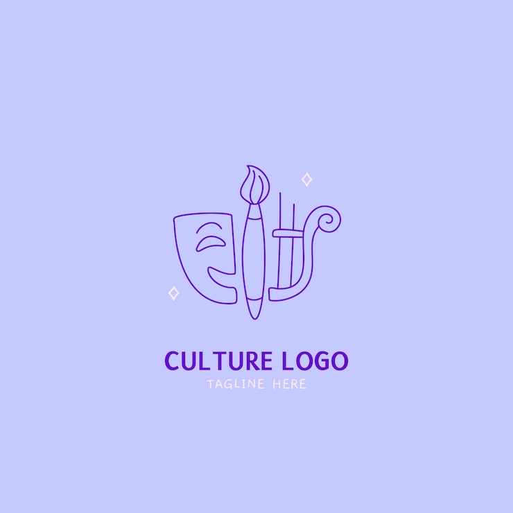 Vector Gratis templat logo budaya yang digambar tangan