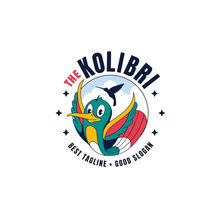 Vector Gratis templat logo burung kolibri yang digambar tangan