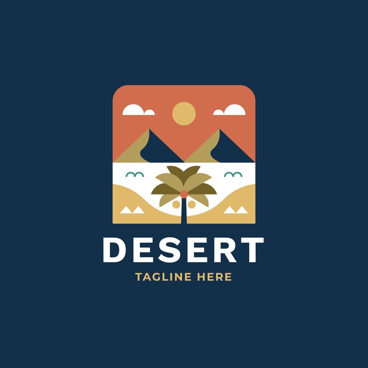 Vector Gratis templat logo desain datar gurun