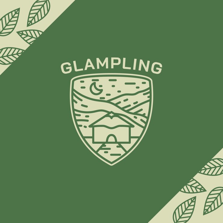 Vector Gratis templat logo glamping yang digambar tangan