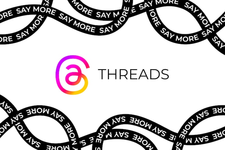 Vector Gratis templat logo gradien untuk aplikasi media sosial threads baru