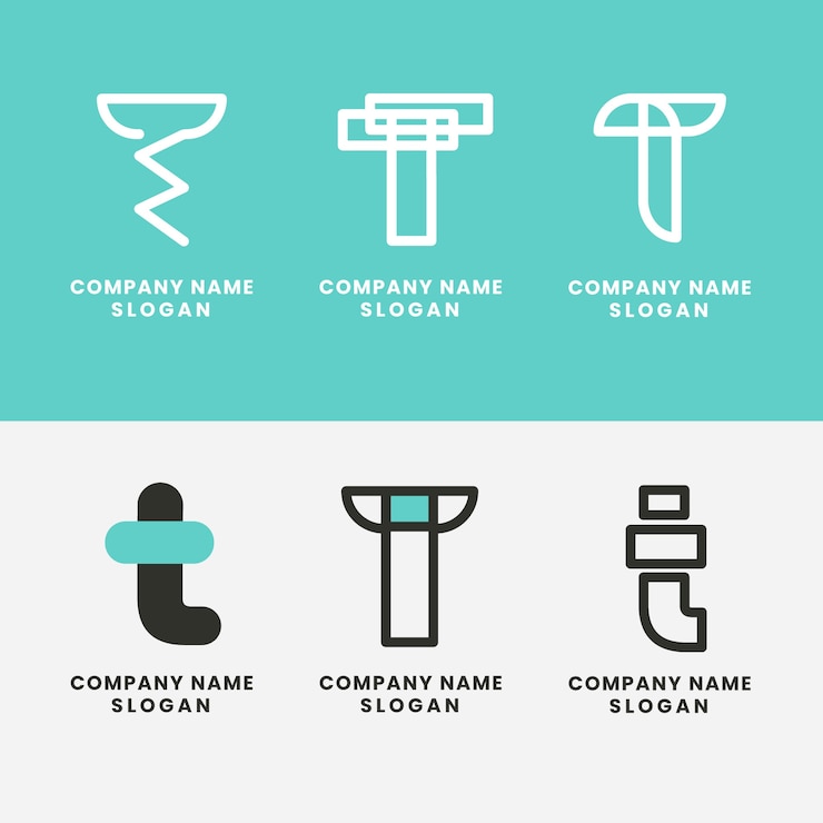 Vector Gratis templat logo huruf t desain datar