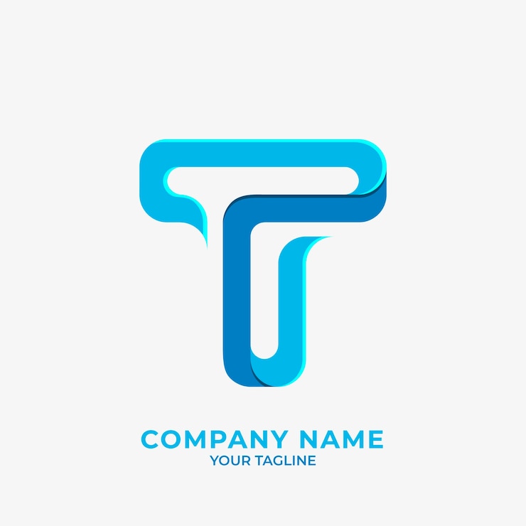 Vector Gratis templat logo huruf t desain datar