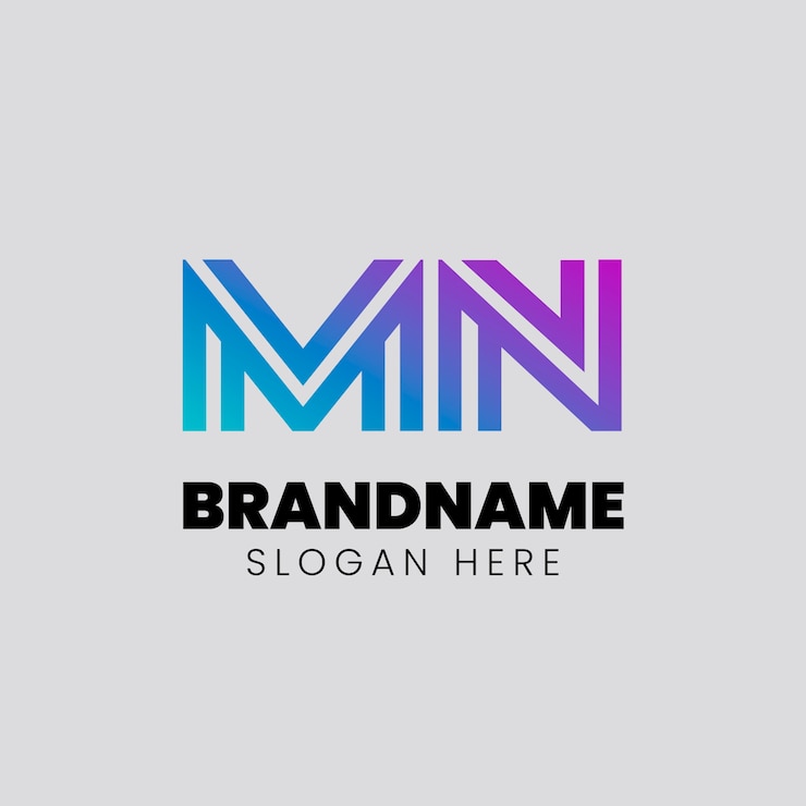 Vector Gratis templat logo mn atau nm gradien