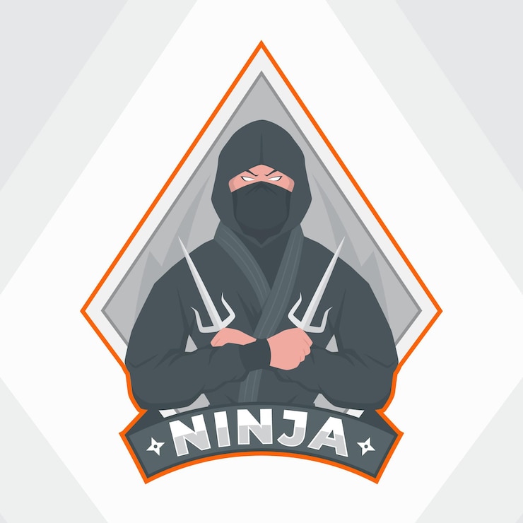 Vector Gratis templat logo ninja datar