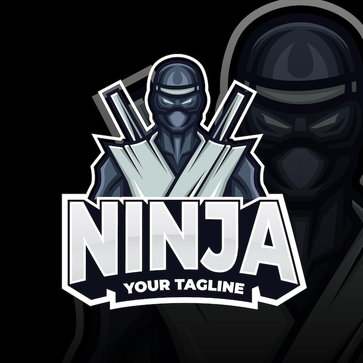 Vector Gratis templat logo ninja dengan detail