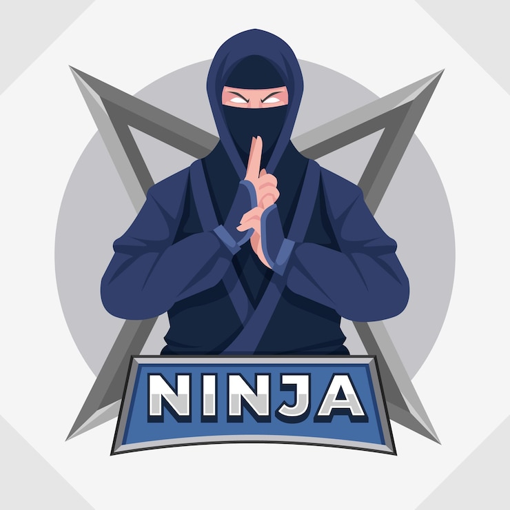 Vector Gratis templat logo ninja desain datar