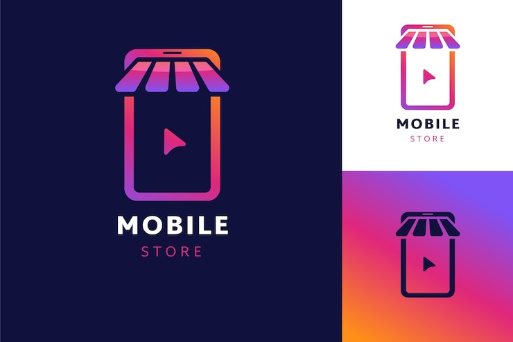 Vector Gratis templat logo toko seluler gradien