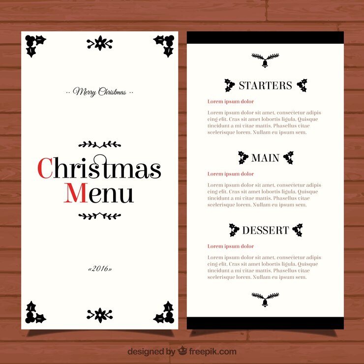 Vector Gratis templat menu natal yang elegan