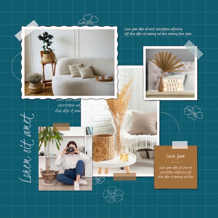 Vector Gratis templat moodboard digambar tangan
