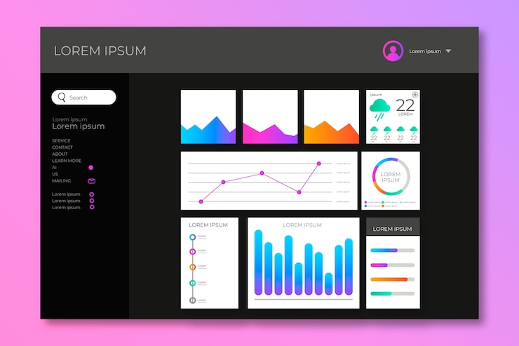 Vector Gratis templat panel pengguna dasbor