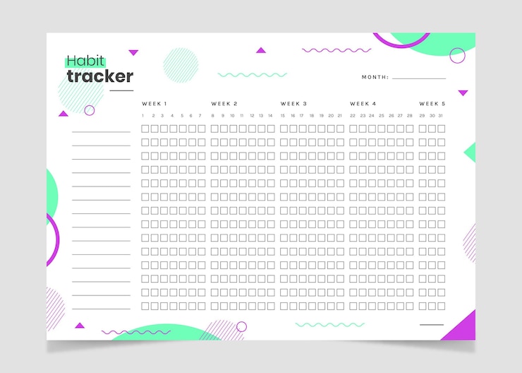 Vector Gratis templat pelacak kebiasaan
