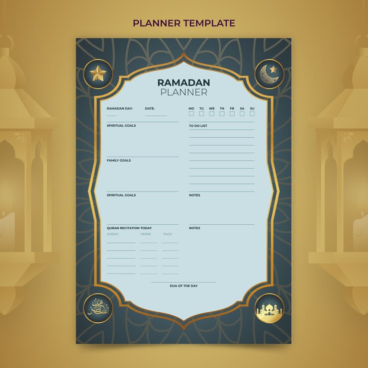 Vector Gratis templat perencana ramadan gradien
