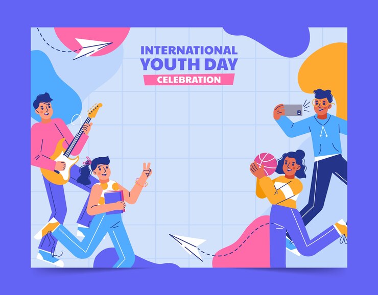 Vector Gratis templat photocall hari pemuda internasional datar