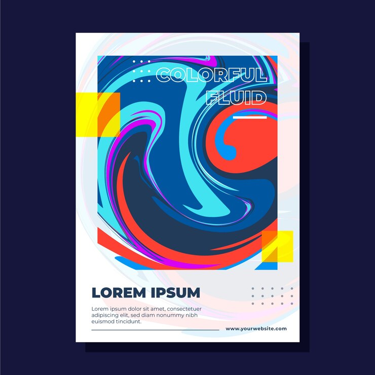 Vector Gratis templat poster efek fluid warna-warni