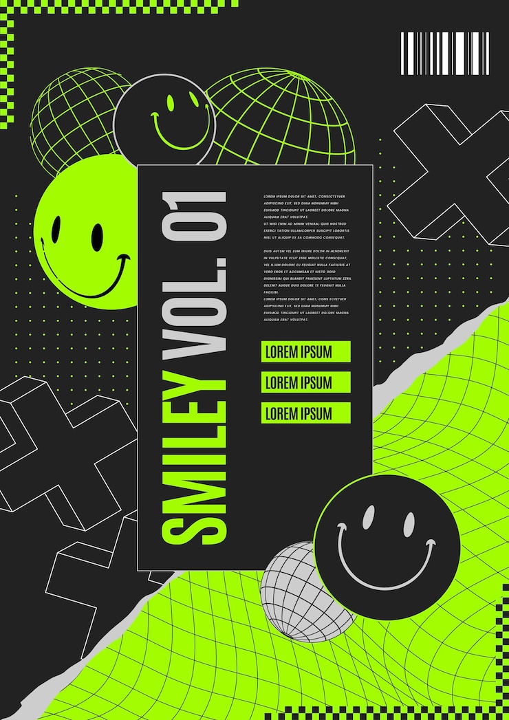 Vector Gratis templat poster emoji asam datar