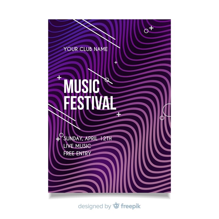 Vector Gratis templat poster festival musik abstrak penuh warna