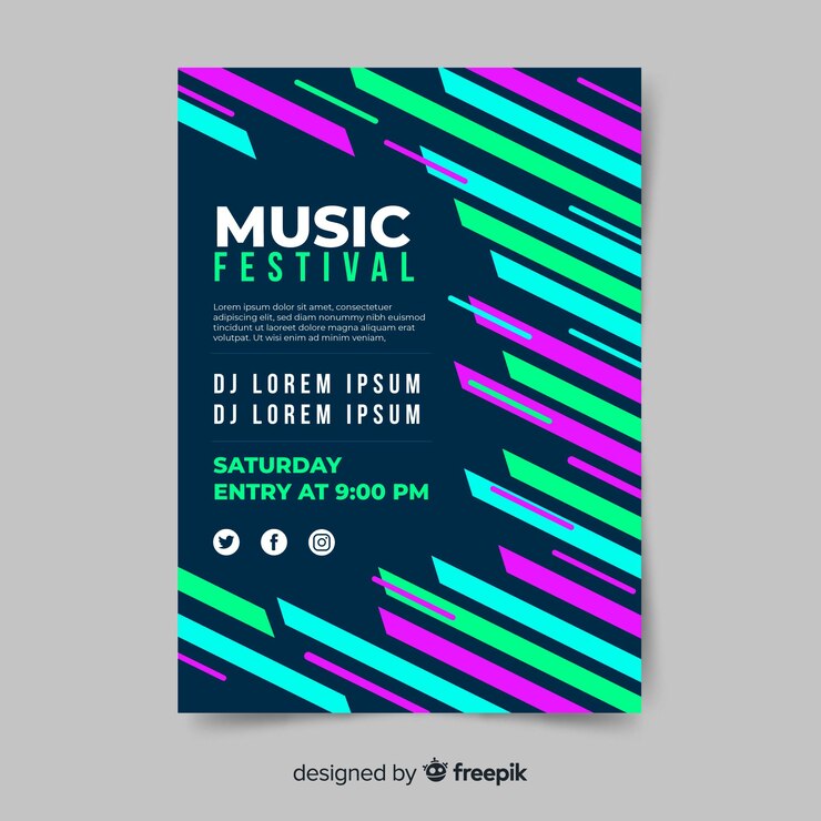 Vector Gratis templat poster festival musik penuh warna
