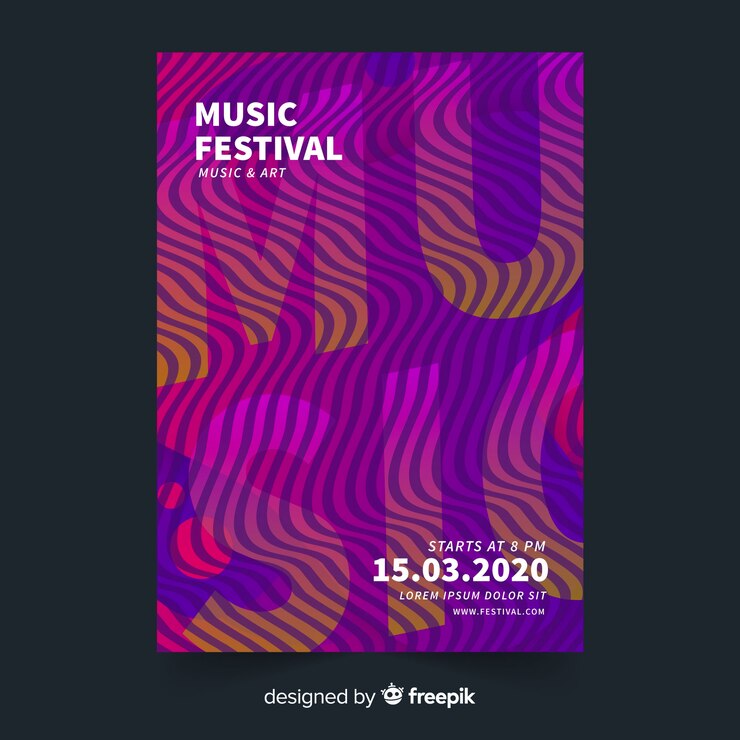 Vector Gratis templat poster festival musik penuh warna