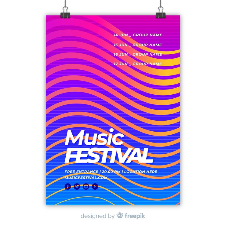 Vector Gratis templat poster festival musik penuh warna